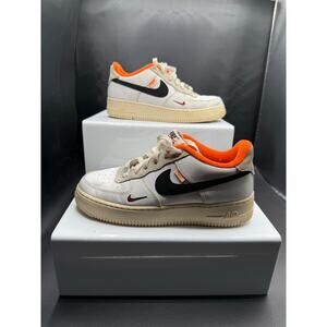 Nike Air Force 1 Low Custom Made Sneakers - White with Orange Lining - Size 6Y